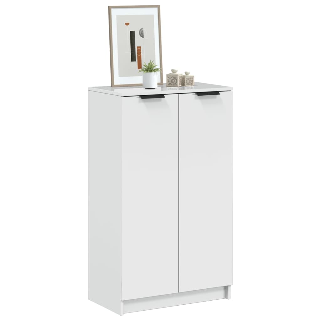 Shoe Cabinet High Gloss White 59x35x100.5 cm Engineered Wood